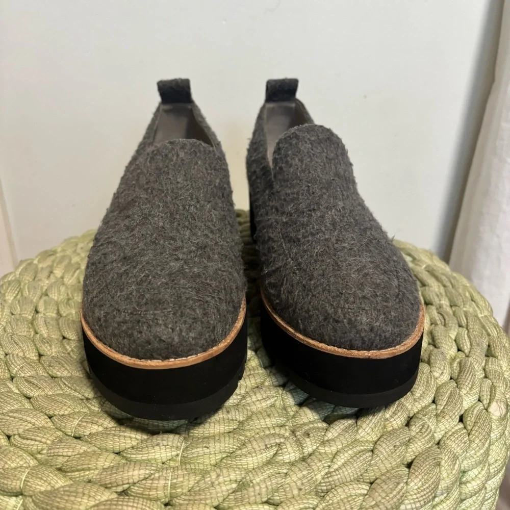 NEW Eileen Fisher Ells 2 Gray Felt Platform Mohair Loafer Size 10